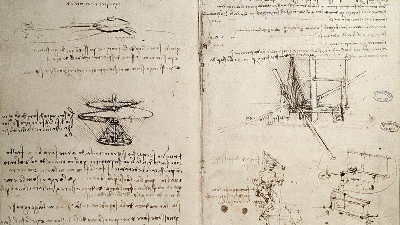 Leonardo Da Vinci'nin helikopter ve paraşüt çizimleri