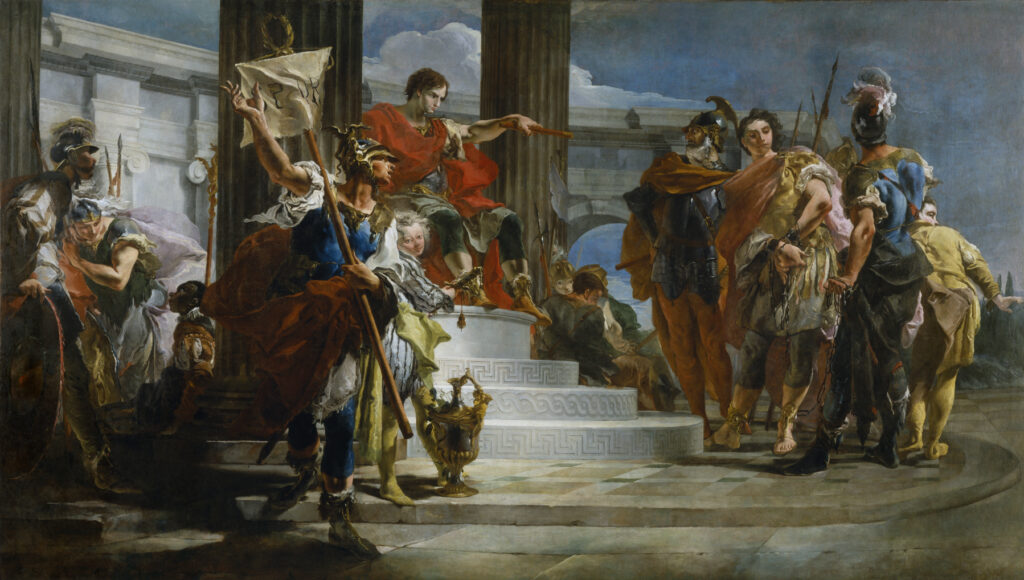  Scipio Africanus İberyalı komutanların yakınlarını esir alıyor.