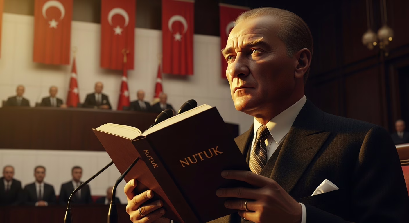 Atatürk, 1927 yılında Nutuk'u Meclis'te Türk Miileti'ne okudu